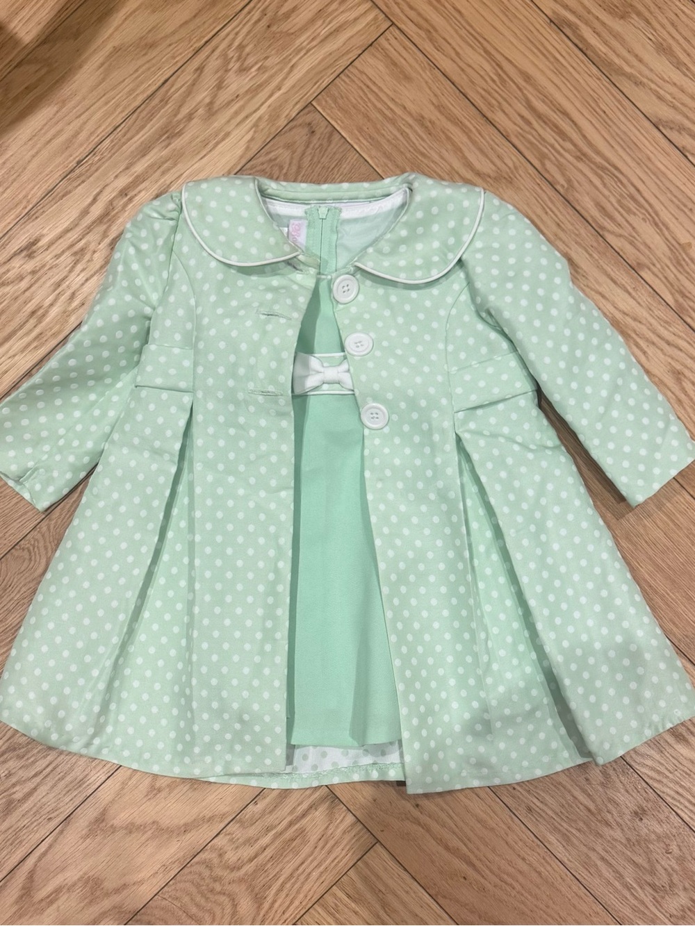 Bonnie Jean Baby Mint Polka Dot Baby Dress & Coat Set